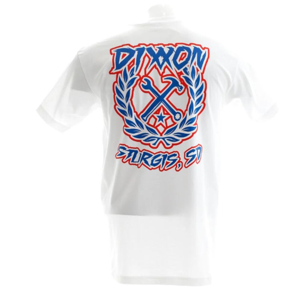 New Dixxon Mens T Shirt Med Short Sleeve White Blue Graphic Sturgis Motorcycle‎